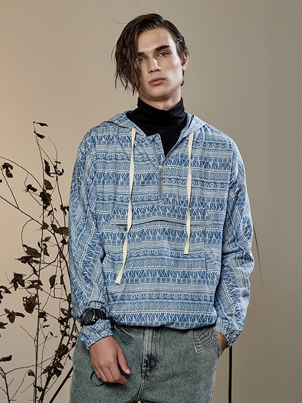 J.P.E男装2022秋冬季蓝色卫衣