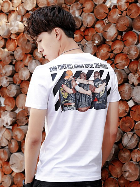 99CM男装2022春夏季白色T恤