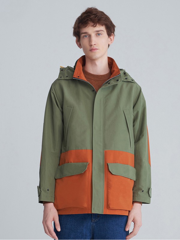 执物男装2021秋冬季军绿色外套