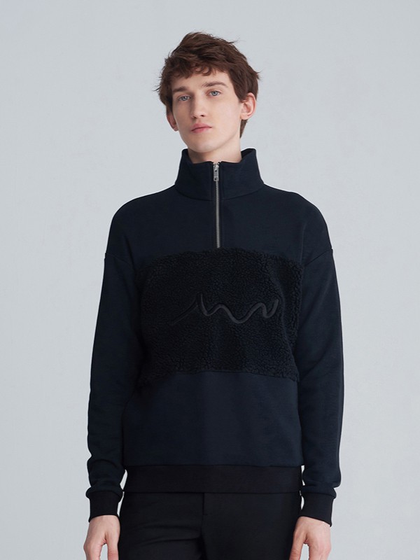 执物男装2021秋冬季黑色上衣