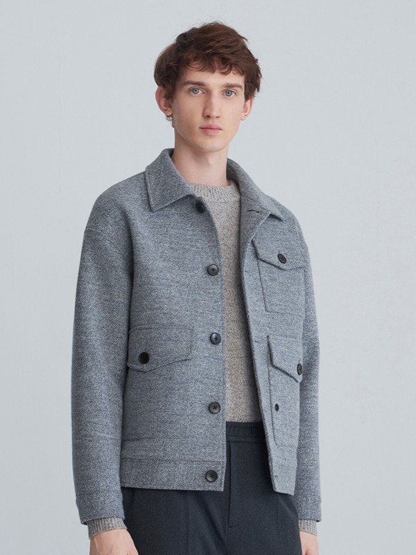 执物男装2021秋冬季灰色大衣