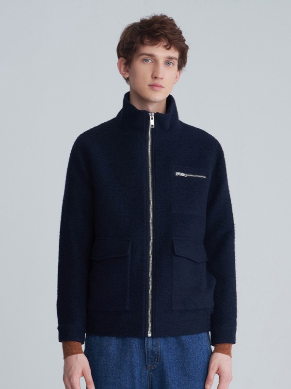 执物男装2021秋冬季藏蓝色外套