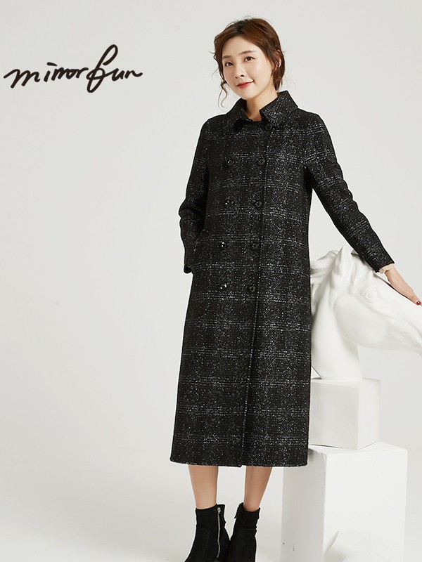 名媛坊女装2021秋冬季黑色大衣