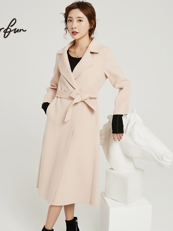 名媛坊女装2021秋冬季粉色大衣