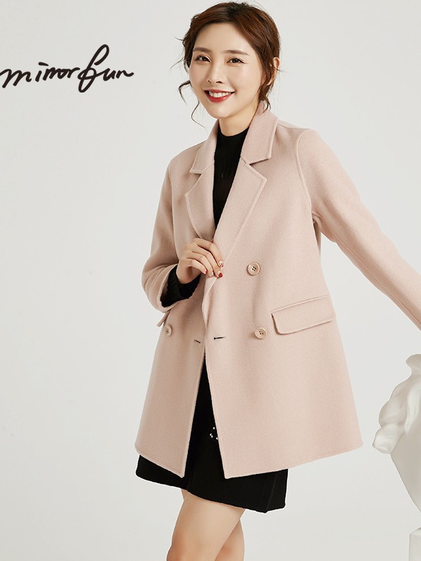 名媛坊女装2021秋冬季粉色大衣