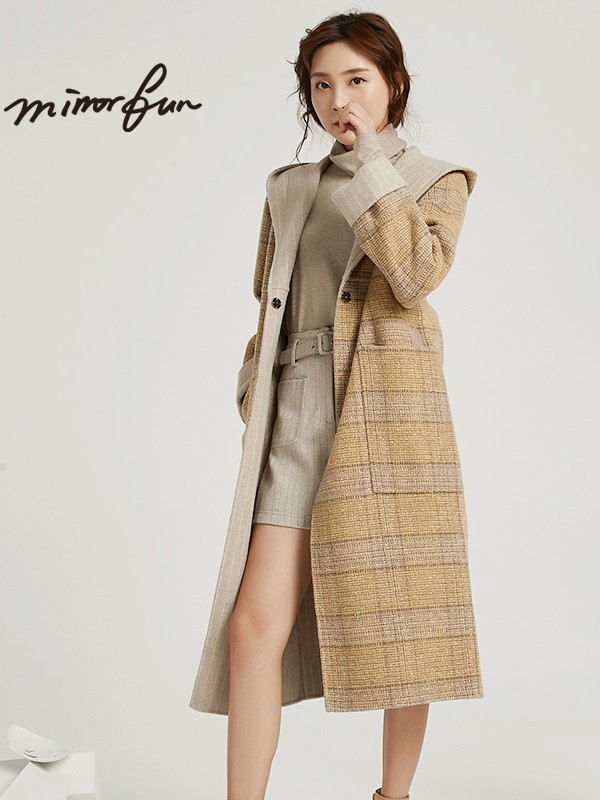 名媛坊女装2021秋冬季棕色大衣