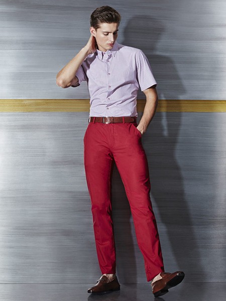 MEYER男装2022春夏季酒红色长裤