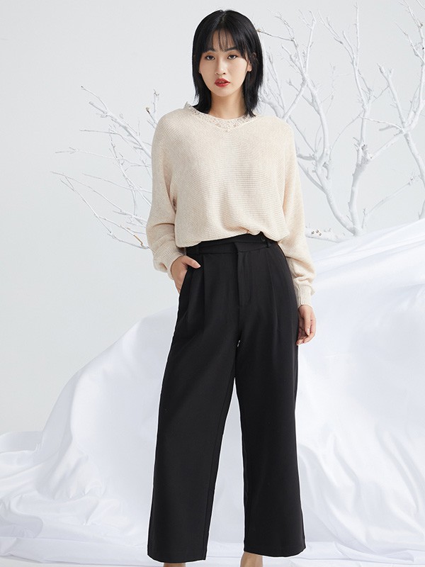 ...minette女装2021秋冬季黑色阔腿裤