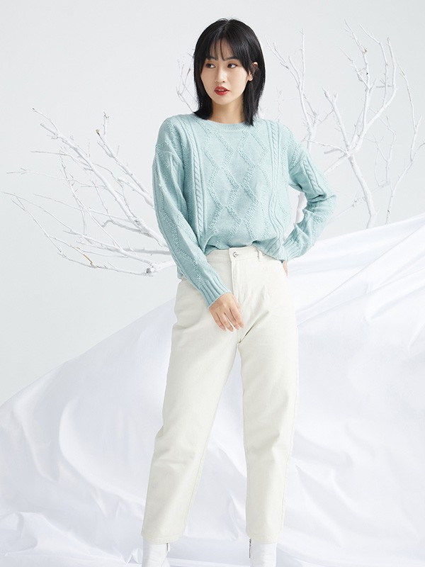 ...minette女装2021秋冬季蓝色毛衣