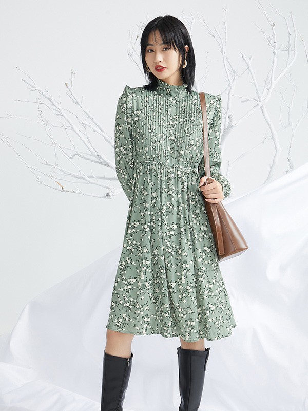 ...minette女装2021秋冬季绿色连衣裙
