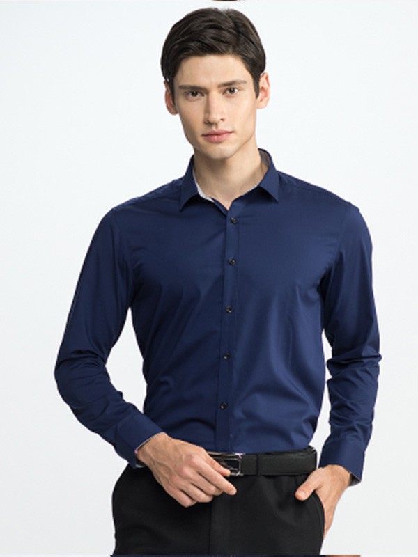 群豪男装2022春夏季藏蓝色衬衫