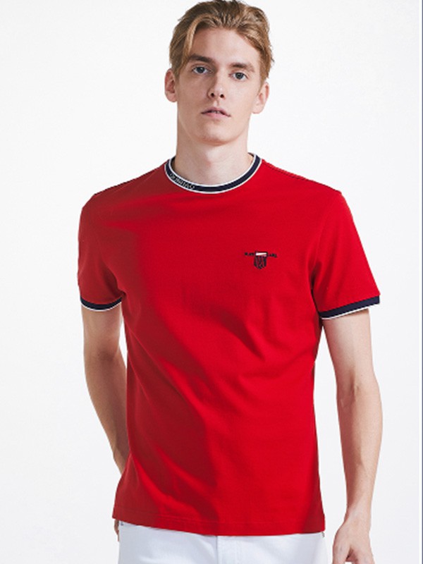 群豪男装2022春夏季红色T恤