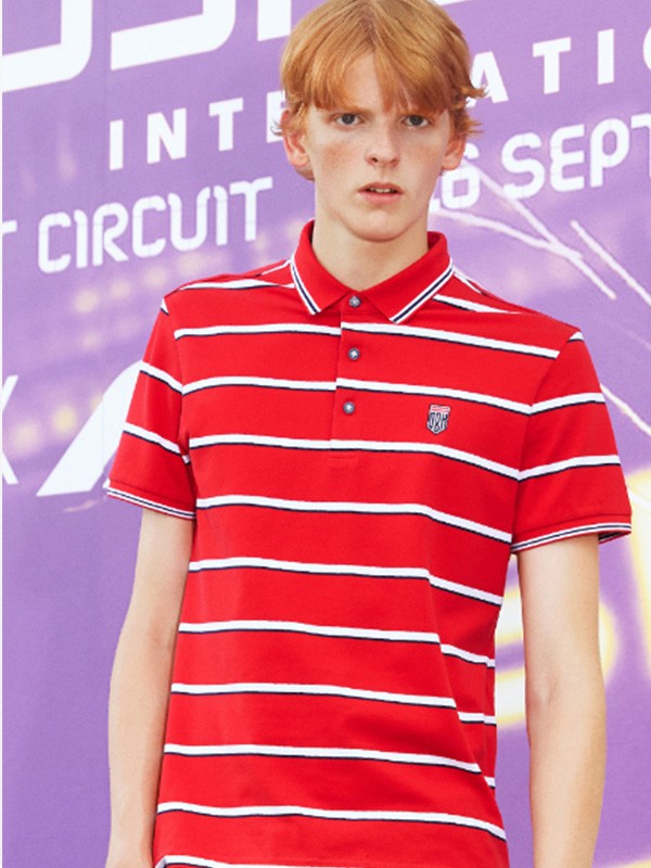 群豪男装2022春夏季红色polo衫