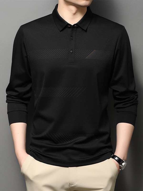 巴贝男装2021秋冬季黑色polo衫