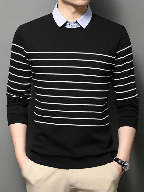 巴贝男装2021秋冬季黑色T恤