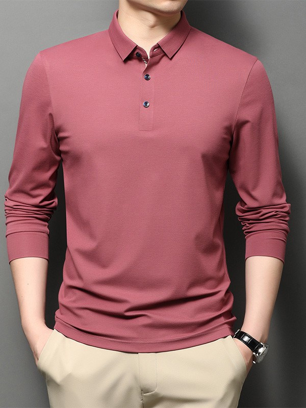 巴贝男装2021秋冬季粉色polo衫