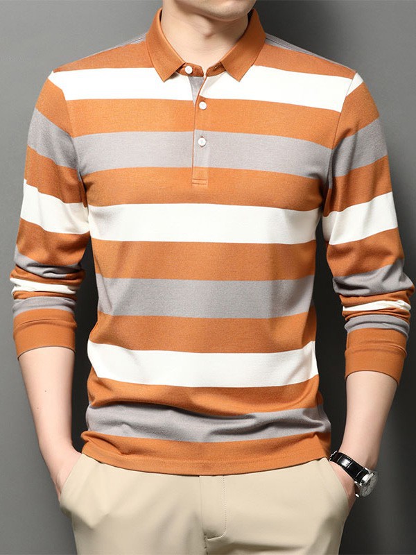 巴贝男装2021秋冬季橙色polo衫