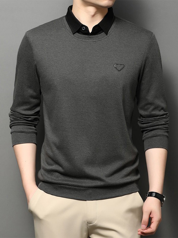 巴贝男装2021秋冬季黑色T恤