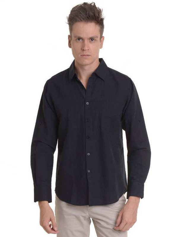 箭牌男装2022春夏季黑色衬衫