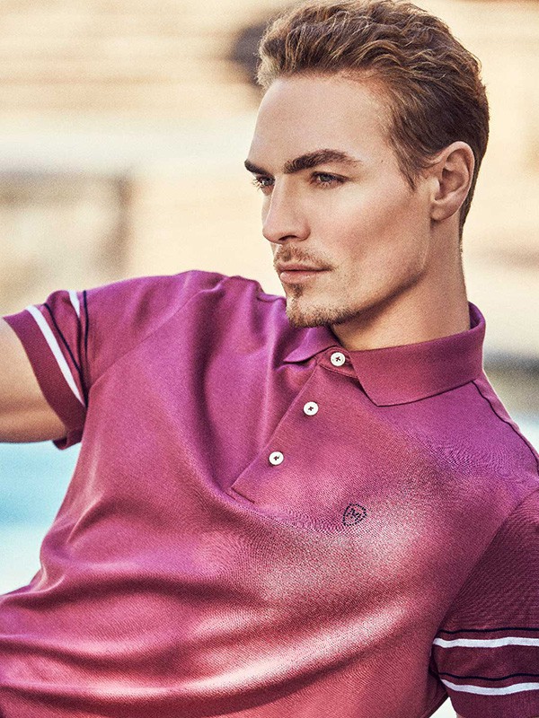 Jefulei男装2022春夏季粉色polo衫