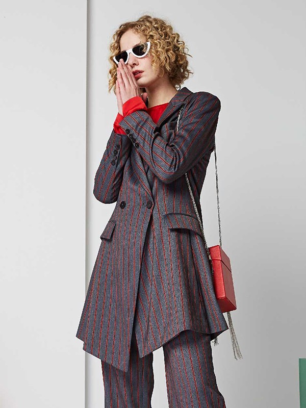 帛卡袖女装2022春夏季灰色西装