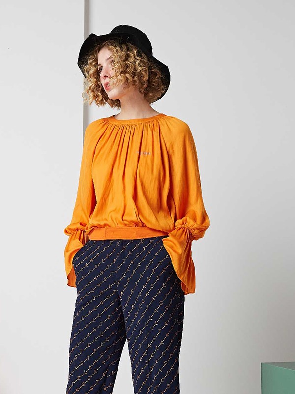 帛卡袖女装2022春夏季黄色雪纺衫