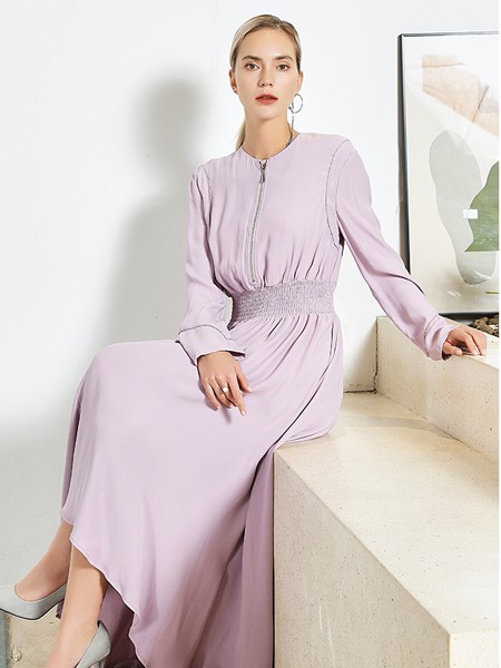 JAC女装2022春夏季紫色连衣裙