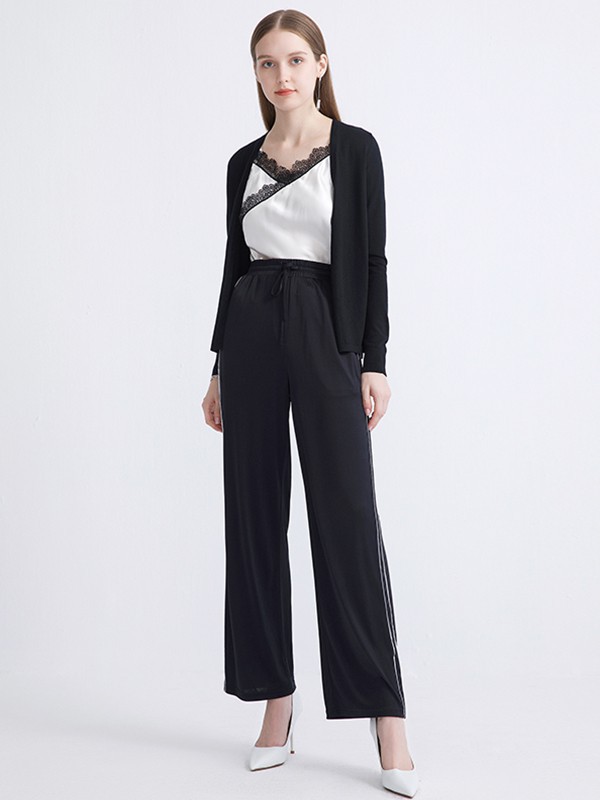 IVYKKI2022春夏季黑色阔腿裤