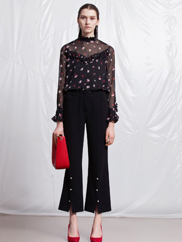 IVYKKI2022春夏季黑色喇叭裤