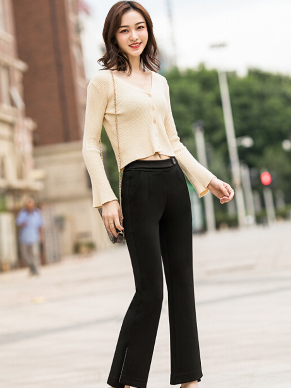 韩氏伊人2022春夏季黑色长裤