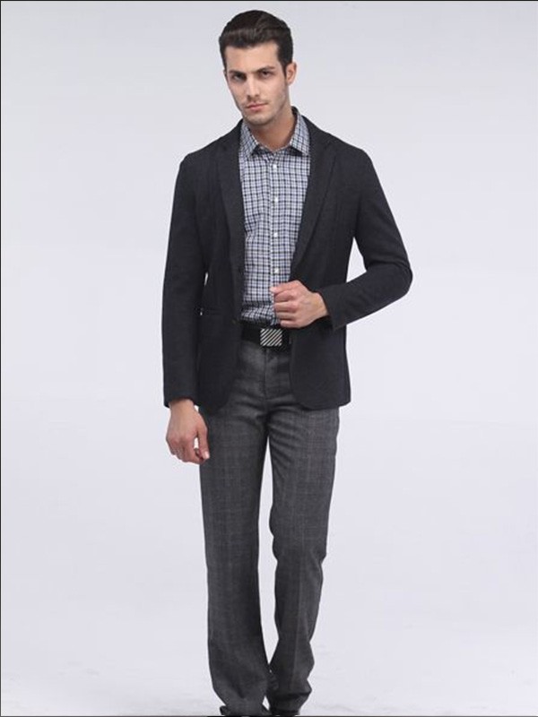 侨蒙男装2021春夏季灰色衬衫