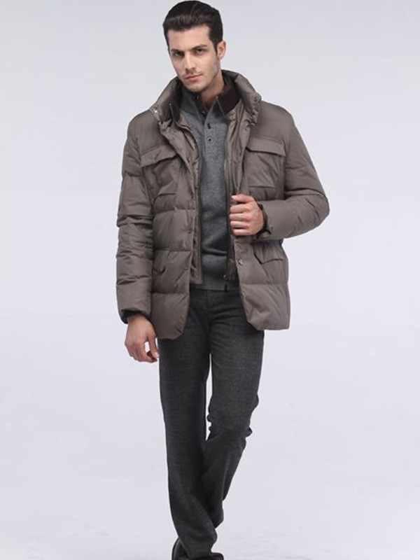 侨蒙男装2021秋冬季棕色棉服