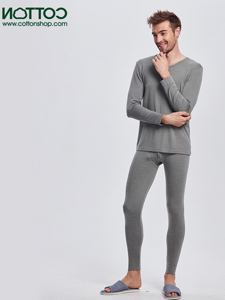 棉购2021秋冬季灰色保暖内衣