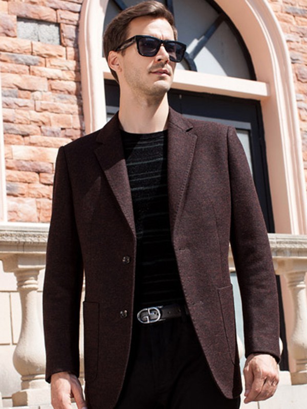 邦迪斯顿男装2021秋冬季酒红色西装