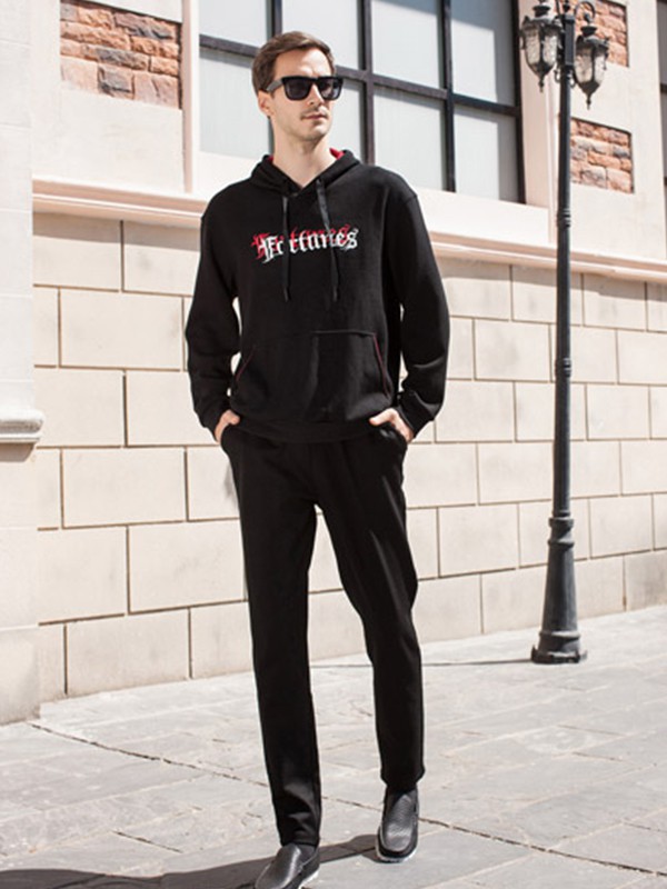 邦迪斯顿男装2021秋冬季黑色卫衣