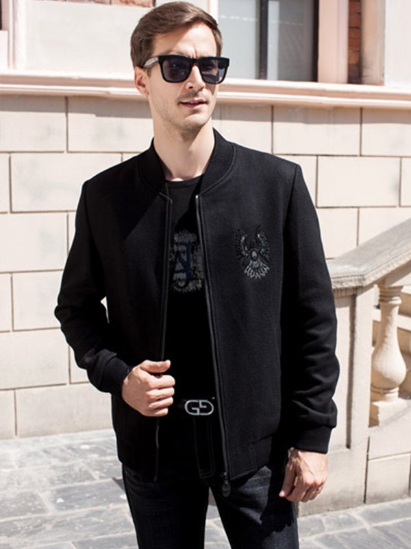 邦迪斯顿男装2021秋冬季黑色外套