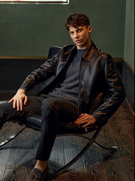 卡莱米路男装2021秋冬季黑色皮衣