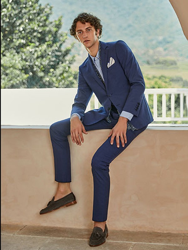 卡莱米路男装2021春夏季藏蓝色西装