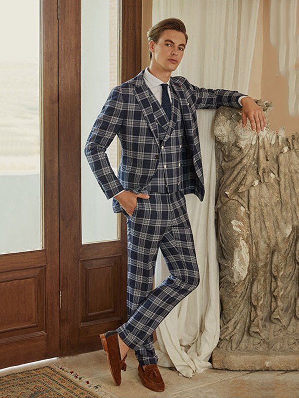 卡莱米路男装2022春夏季灰色西装裤