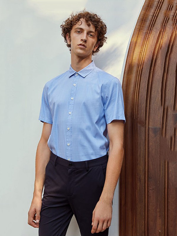 卡莱米路男装2022春夏季浅蓝色衬衫