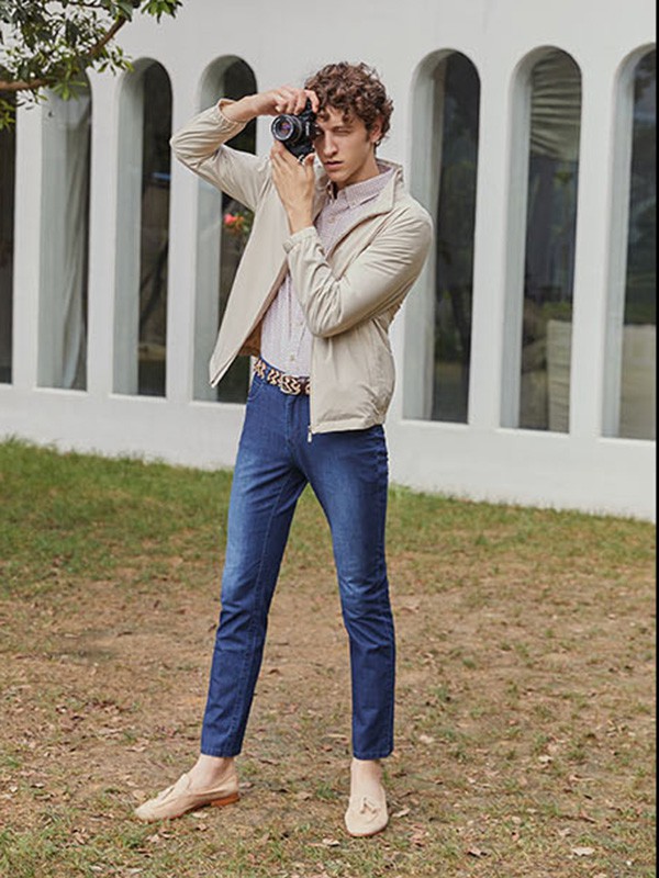 卡莱米路男装2022春夏季藏蓝色长裤