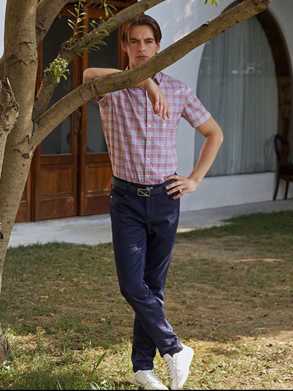 卡莱米路男装2022春夏季粉色衬衫