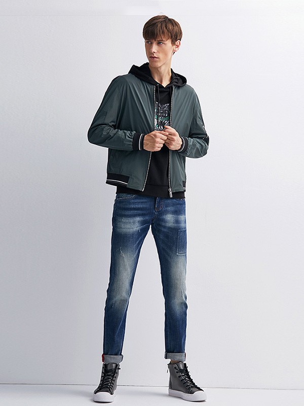 LOYOU2021秋冬季藏蓝色长裤