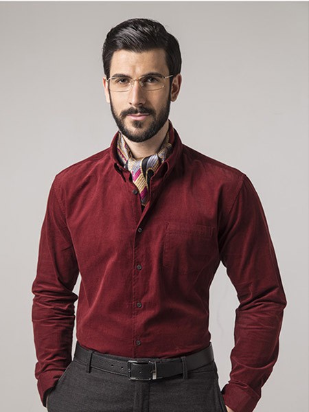 FKYM2021秋冬季酒红色衬衫