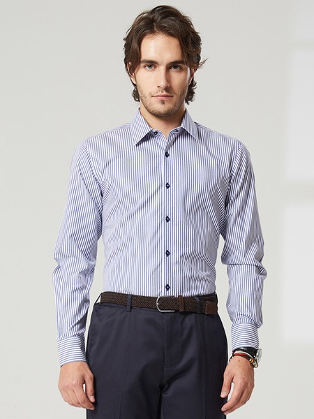 恺米切男装2022春夏季蓝色衬衫