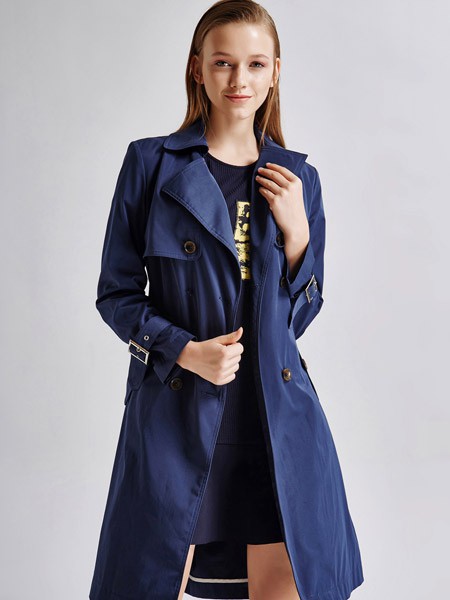 艾露伊女装2022春夏季藏蓝色风衣