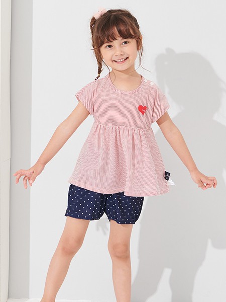 阿路和如 童装2022春夏季粉色T恤