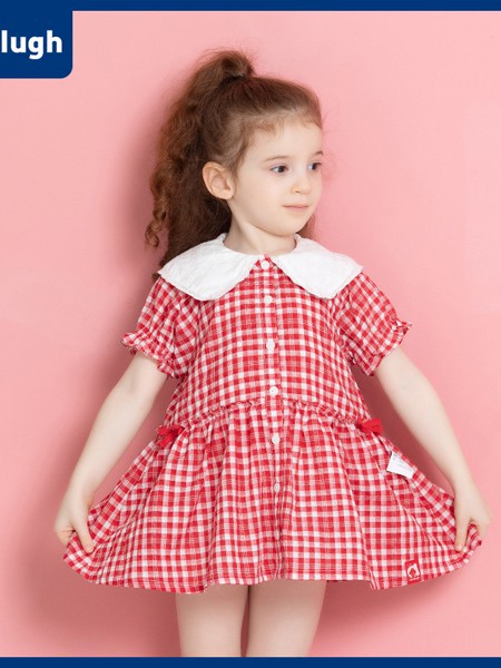 阿路和如 童装2022春夏季红色连衣裙
