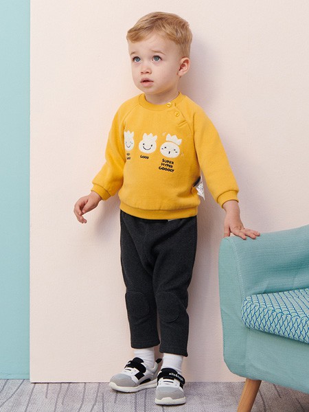 阿路和如 童装2022春夏季黄色T恤