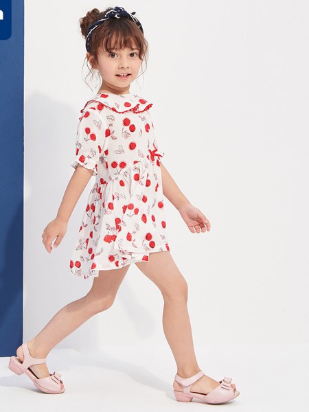 阿路和如 童装2022春夏季白色连衣裙